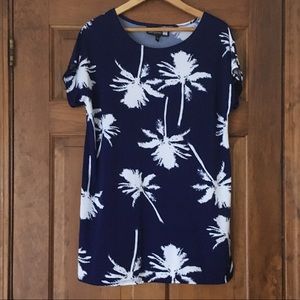 ANTTHONY Navy Blue palm tree tunic tee